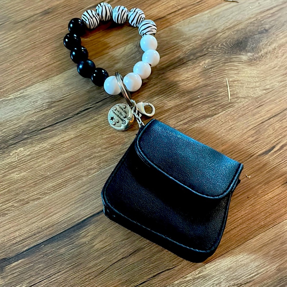 Wristlet Homemade keychain with a small wallet.